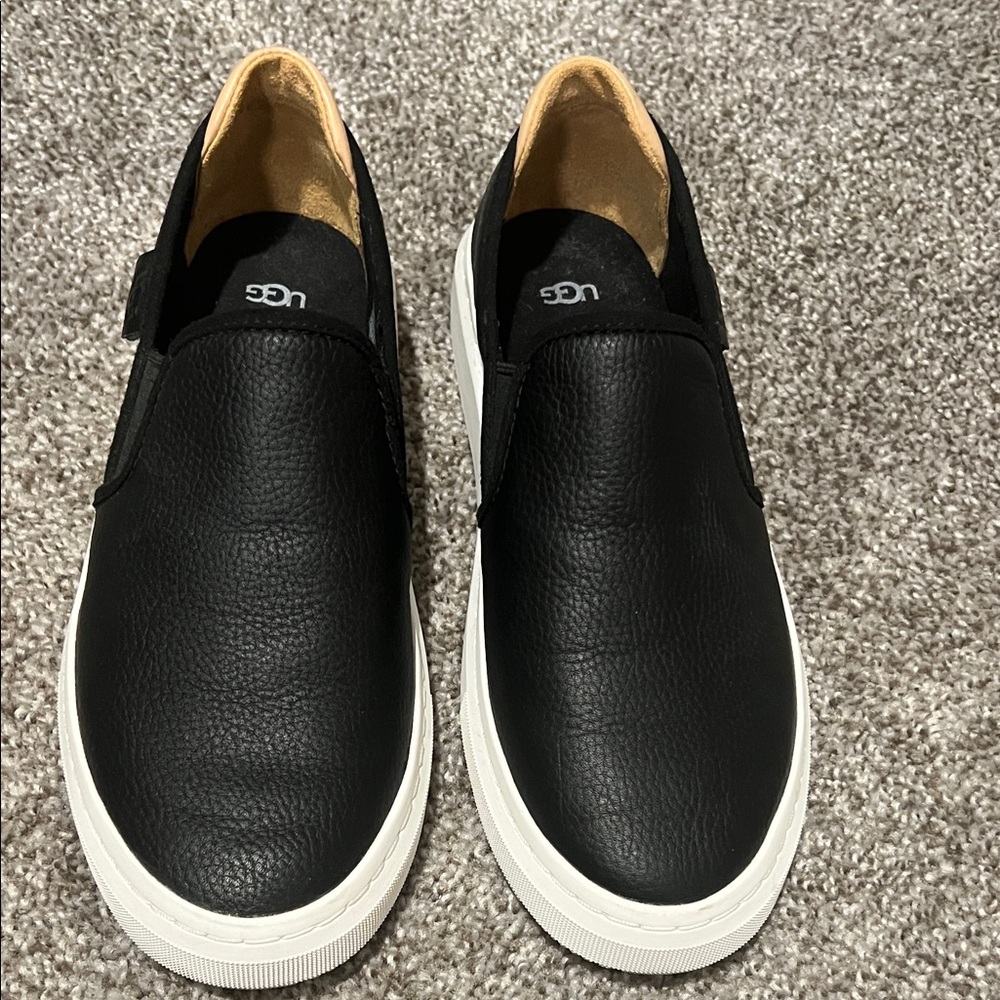 UGG Jass Women's Black Leather Slip-On Sneakers